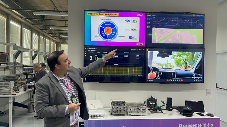 Gustavo Correa Lima, gerente de Soluções de Conectividade do CPQD, apresenta a tecnologia de Open Ran