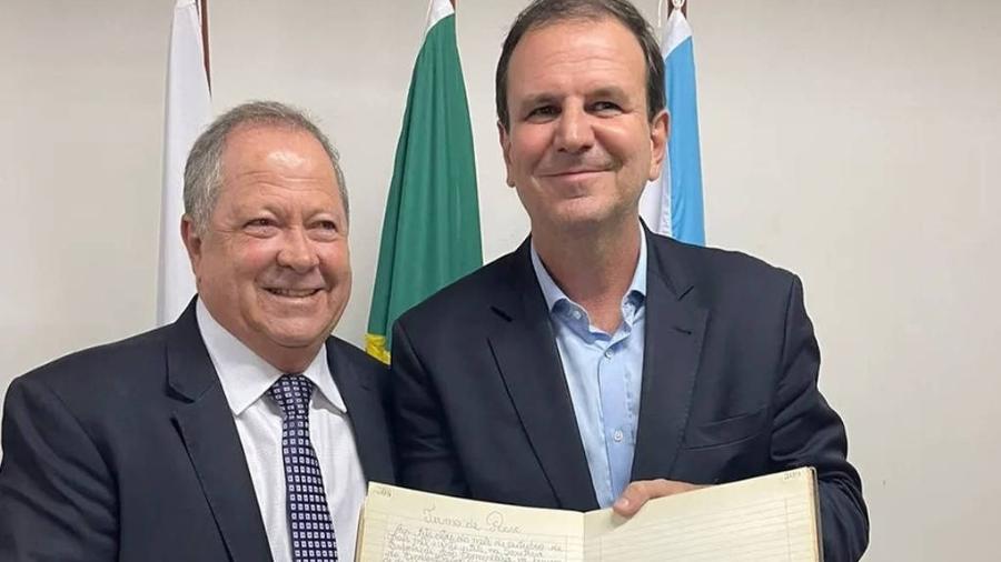  O prefeito do Rio, Eduardo Paes (PSD), durante posse do deputado federal Chiquinho Brazão na secretaria de Ação Comunitária, em outubro de 2023 - Divulgação