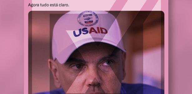 Imagem de Alexandre de Moraes com boné da USAID foi gerada por IA