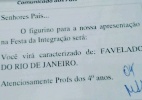 Escola pede para aluno ir fantasiado de "favelado do Rio de Janeiro" em festa - Reprodução/Facebook