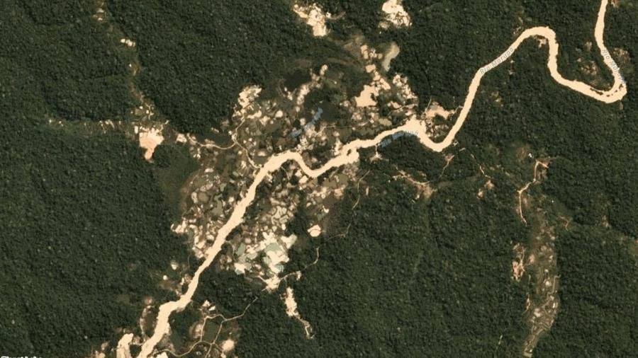 Garimpo de ouro no rio Marupá, nas proximidades da Terra Indígena Munduruku, no Pará; Juiz Federal aceitou pedido do MPF - Planet Labs