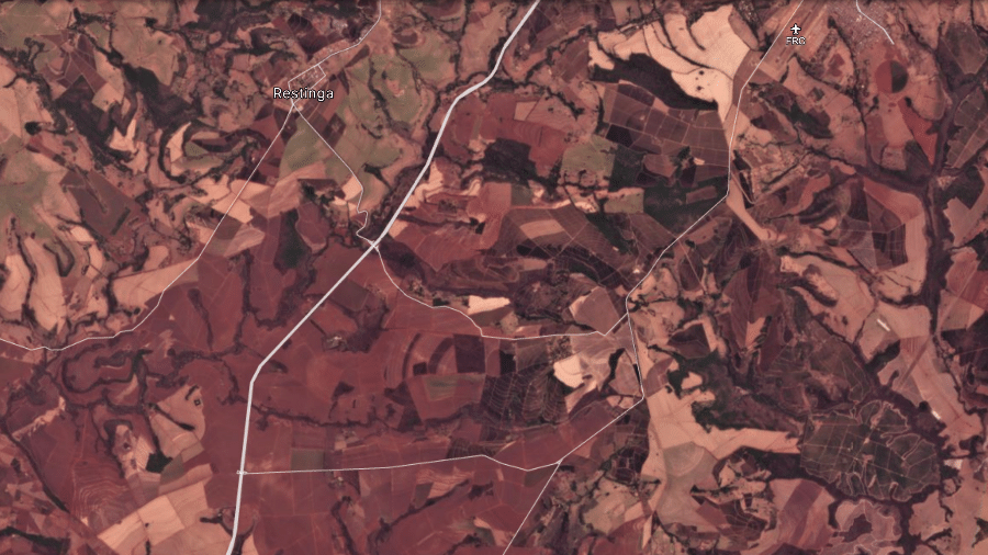 Imagem de satélite dos arredores de Franca (SP), uma das cidades impactadas pela tempestade de poeira - Planet