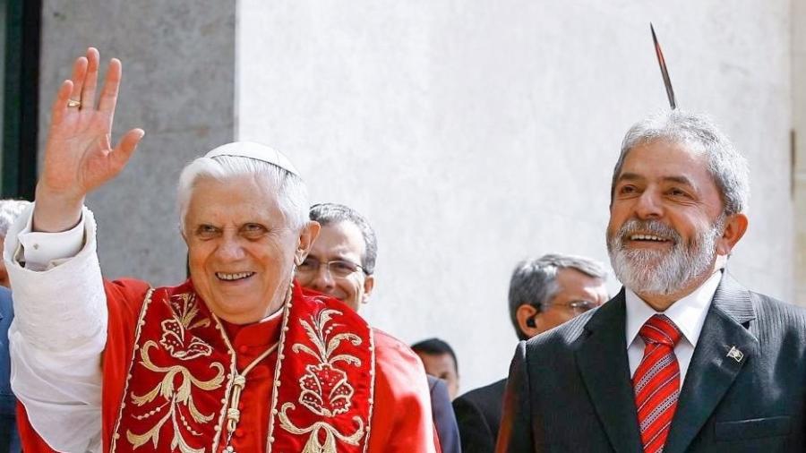 Lula em encontro com Bento 16; petista e pontífice estiveram juntos no Brasil e no Vaticano - Ricardo Stuckert
