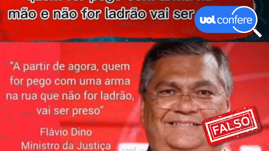 13.fev.2023 - Até o momento, o que Dino fez para o controle de armas no país foi o decreto, assinado no dia 1º de janeiro por Lula, sem nenhuma relação com a citação - Arte/UOL sobre Reprodução/Instagram