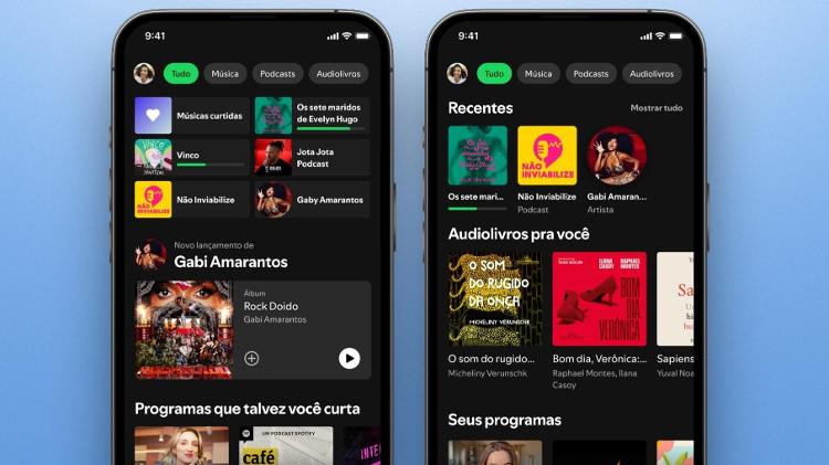 Interface de audiolivros no Spotify