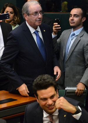 Eduardo Cunha vê vitória de Leonardo Picciani (abaixo), reeleito para o comando do PMDB na Câmara - Renato Costa/Folhapress