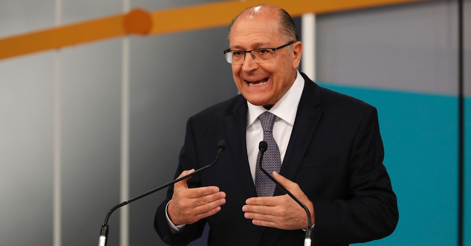 9.set.2018 - Geraldo Alckmin(PSDB) durante o 3o. debate entre os candidatos à presidência da repúblico realizado, neste domingo(9), na cidade de São Paulo