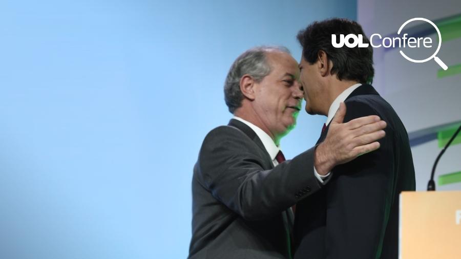 Ciro Gomes e Fernando Haddad se encontram em debate na TV Aparecida - Arte/UOL