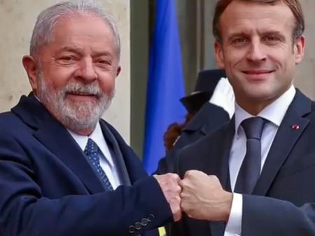 Emmanuel Macron e Lula em Paris - Divulgação/Ricardo Stuckert