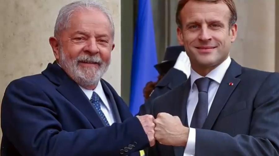 Emmanuel Macron e Lula em Paris - Divulgação/Ricardo Stuckert