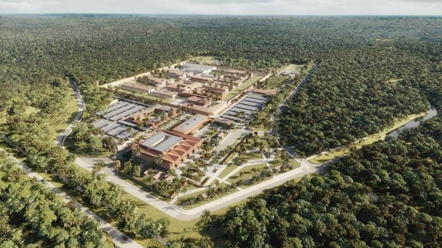 Projeto do complexo que será construído pelo Ministério da Justiça francês na Guiana Francesa - Handout / MINISTERE DE LA JUSTICE / AFP