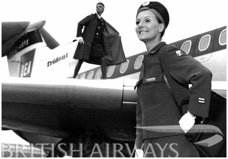 Uniformes da companhia aérea British Airways - modelo 1967 Hardy Amies - Divulgação/BA