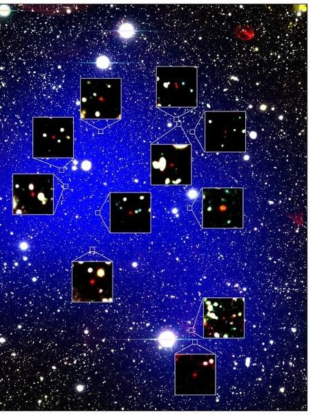 Protoaglomerado de galáxias fica a 13 bilhões de anos-luz - NAOJ/Harikane et al