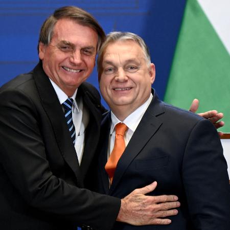 Bolsonaro e o primeiro-ministro da Hungria, Viktor Orbán, em Budapeste