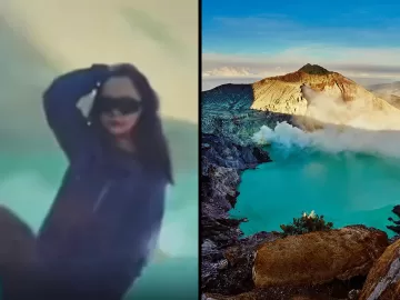 Mulher morre após cair dentro de vulcão ao posar para foto na Indonésia