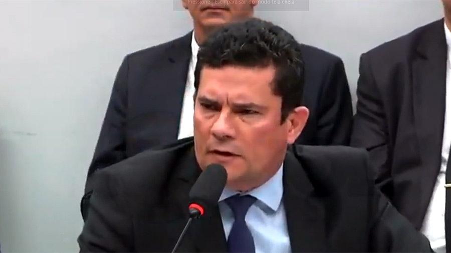 02.jul.2019 - Sergio Moro depõe na CCJ da Câmara - Reprodução/TV Câmara