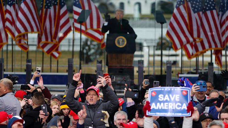 6.jan.2020 - O presidente Donald Trump discursa para apoiadores em frente à Casa Branca - TASOS KATOPODIS/AFP - TASOS KATOPODIS/AFP
