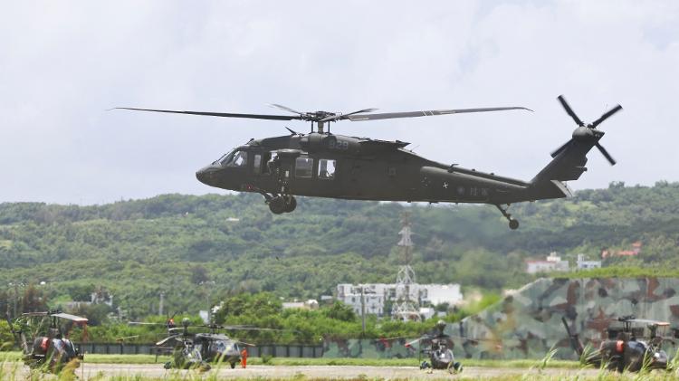 A military helicopter has landed at Hengchun Airport in Pingtung County during a military exercise - REUTERS/Ann Wang - REUTERS/Ann Wang