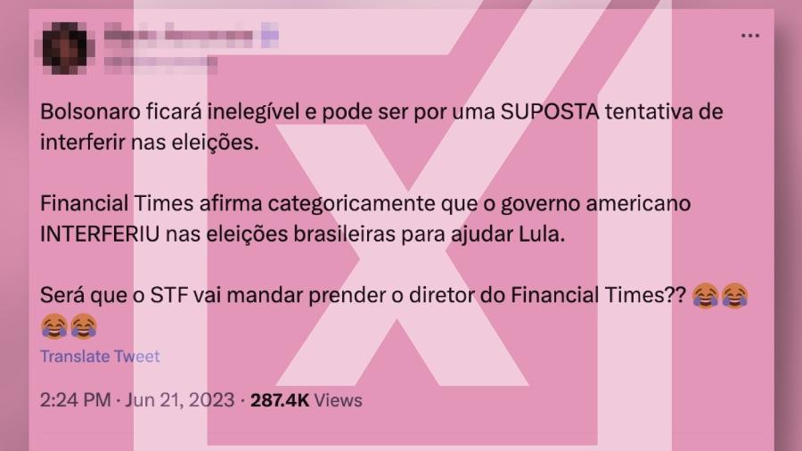 28/06/2023 - Post engana ao afirmar que "Financial Times" publicou que EUA interferiu nas eleições brasileiras. - Projeto Comprova