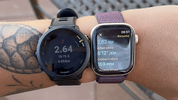 Comparativo de distância no Apple Watch 10 e Garmin