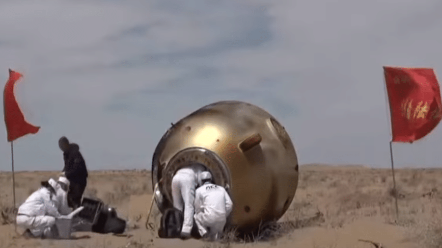 A cápsula com os tripulantes da Shenzhou-19 pousou no deserto nesta quarta-feira A cápsula com os tripulantes da Shenzhou-19 pousou no deserto nesta quarta-feira