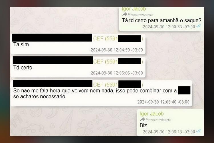 PF encontrou um pedido de reserva de dinheiro vivo para sacar no celular de Igor Jacob