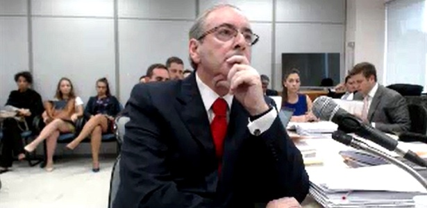 7.fev.2017 - O deputado cassado Eduardo Cunha (PMDB-RJ) é interrogado pelo juiz federal Sérgio Moro - Reprodução