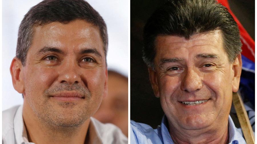 Candidato presidencial do Paraguai, Santiago Pena, do Partido Colorado, e Efrain Alegre, líder da coalizão de centro-esquerda Concertação Nacional - CESAR OLMEDO/REUTERS