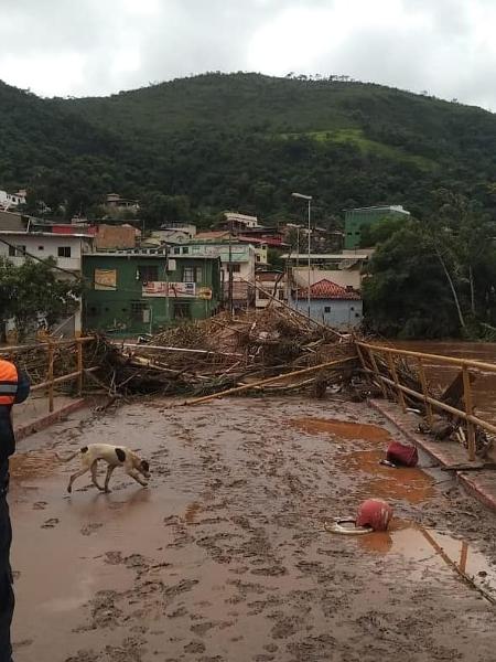 26.jan.2020 - Área afetada pelas fortes chuvas em Raposos, no interior de Minas Gerais - Defesa Civil de Minas Gerais