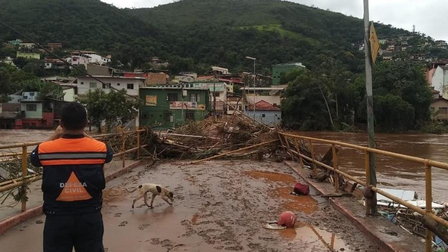 26.jan.2020 - Área afetada pelas fortes chuvas em Raposos, no interior de Minas Gerais - Defesa Civil de Minas Gerais