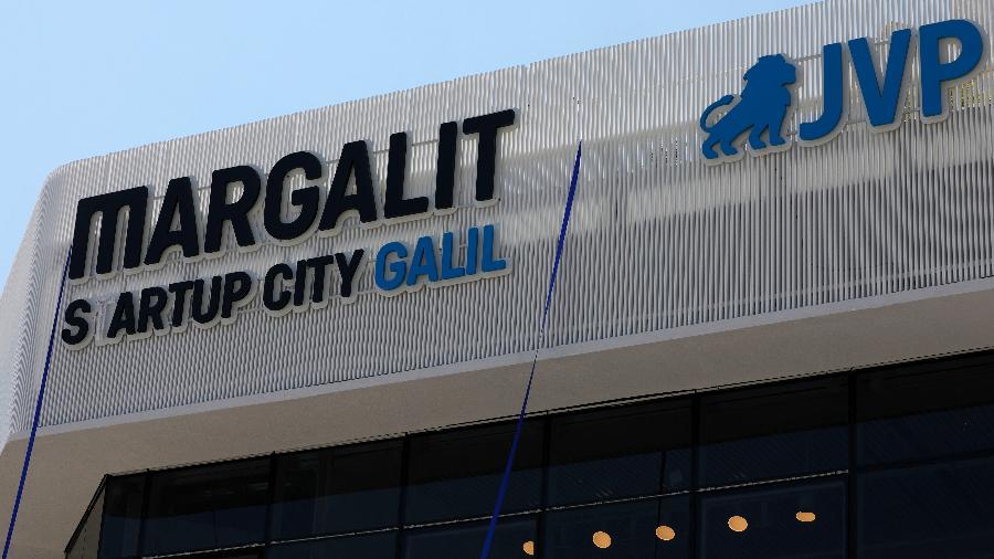 Logo da Margalit Startup Ccity Galil, centro de inovação focada na "revolução alimentar" em Israel - Jalaa Marey/AFP