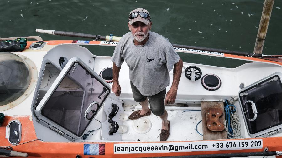 Jean Jacques Savin, francês de 75 anos que cruzou o Oceano Atlântico em 2019 - Philippe Lopez/AFP