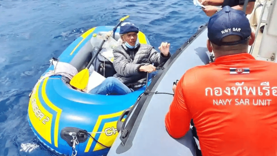 Ho Hoang Hung pretendia cruzar 2 mil km navegando em um bote inflável. - Reprodução/ Comando da Terceira Área Naval da Tailândia