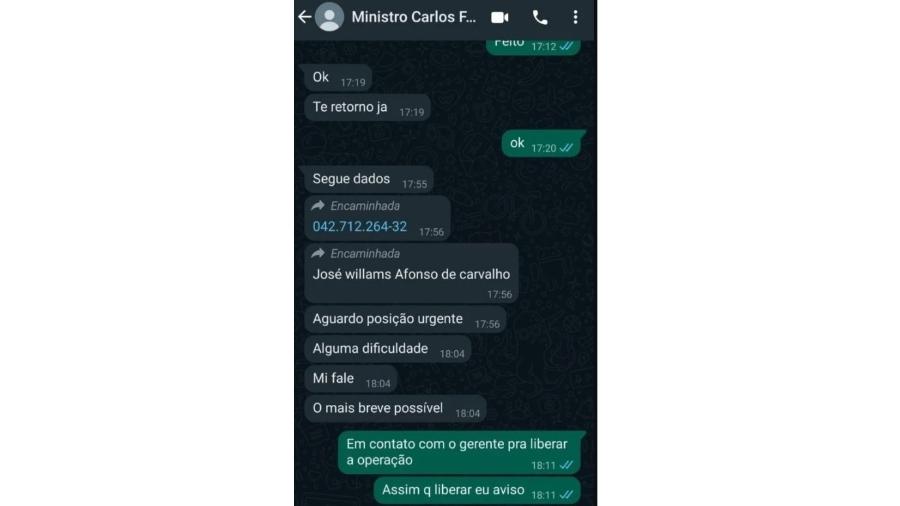 Captura de tela de conversa de golpista com servidor do Ministério da Agricultura - Reprodução