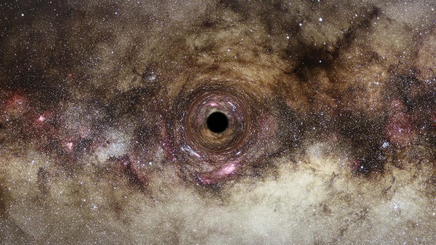 Impressão artística de buraco negro na Via Láctea - AFP Photo/Ho/ESA - Hubble