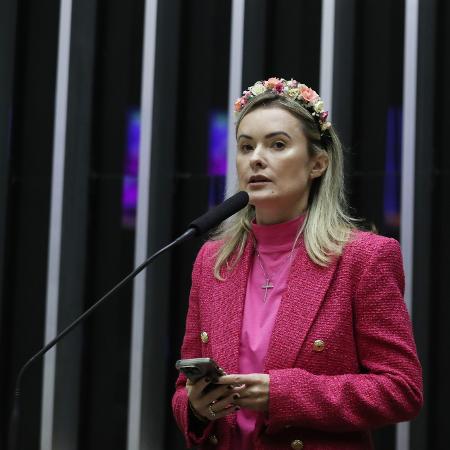  A deputada federal Júlia Zanatta (PL-SC) durante discurso no plenário da Câmara 