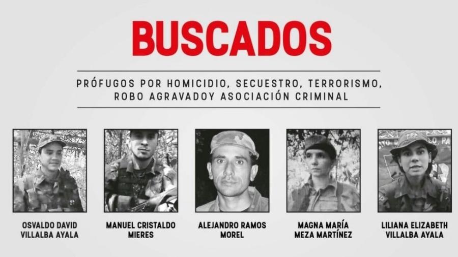 Cartaz do governo do Paraguai mostrando as pessoas procuradas pelo sequestro do ex-vice-presidente - Reprodução/Governo do Paraguai