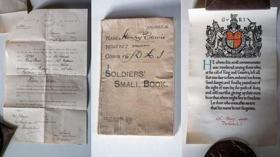 Entre os documentos está um pergaminho com o brasão do rei, que diz: "Que os que vierem depois cuidem para que seu nome não seja esquecido" - BBC