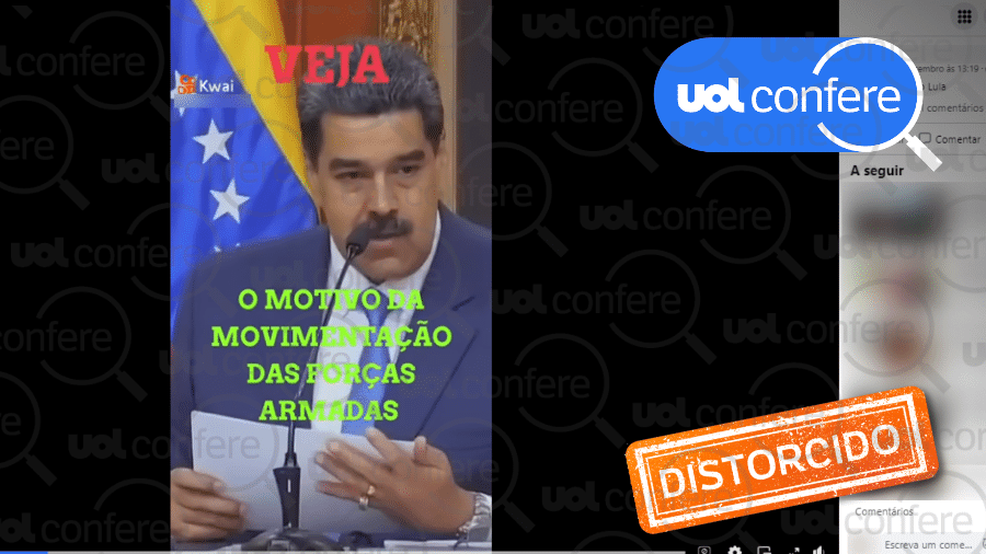 13.12.2022 - Fala de Maduro sobre conflito armado com Brasil ocorreu em 2020 - Arte/UOL sobre Reprodução/Facebook