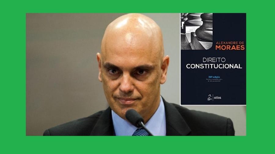 Alexandre de Moraes e um de seus livros de Direito Constitucional. Militares serão processados e julgados pelo STF. Trata-se apenas do cumprimento da lei - Marcelo Camargo/Agência Brasil; Reprodução