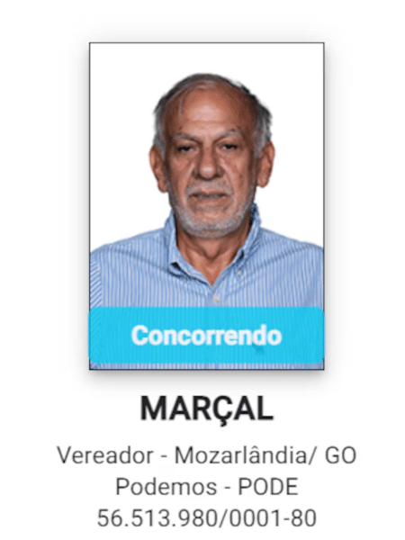 Edson Marçal (Podemos), candidato a vereador em Mozarlândia (GO), é tio de Pablo Marçal (PRTB) - Reprodução/TSE