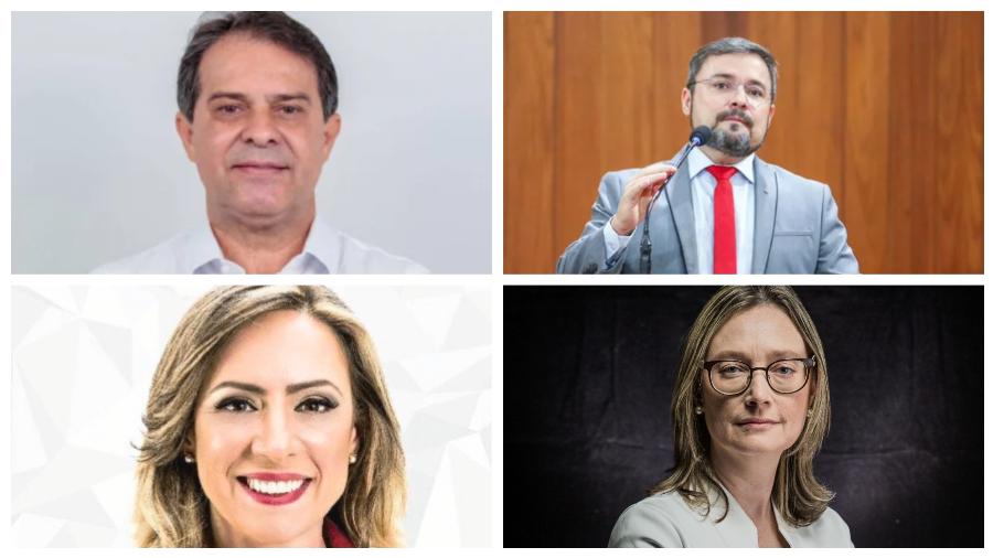 Nenhum dos candidatos do PT com mais chance em capitais é franco favorito. De cima para baixo e da esquerda para a direita: Evandro Leitão (CE), Fabio Novo (PI), Adriana Accorsi (GO) e Maria do Rosário (RS)