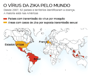 OMS prevê 4 milhões de casos de zika nas Américas em um ano