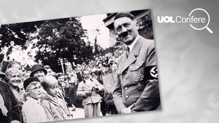 Adolf Hitler ao lado de populares durante comício - C&TAuctions/BNPS