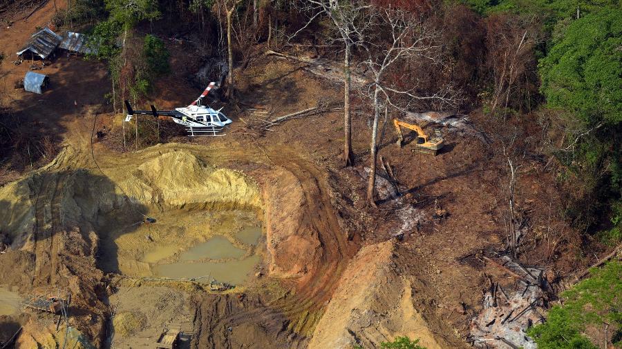 Imagem mostra garimpo ilegal em terra indígena no estado do Pará - Secom Ibama