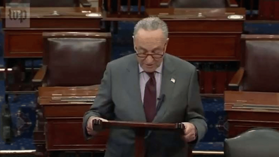 O líder da maioria democrata no Senado dos Estados Unidos, Chuck Schumer,  - Reprodução