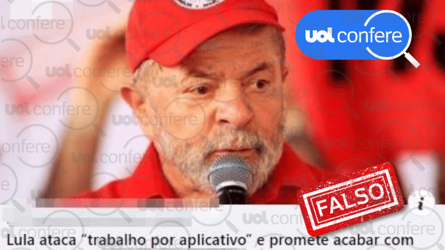19.out.2022 - Lula não prometeu acabar com trabalho por aplicativo - Arte/UOL sobre Reprodução/Facebook
