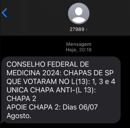 Médicos dizem ter recebido mensagem orientando voto para eleição do CFM em São Paulo