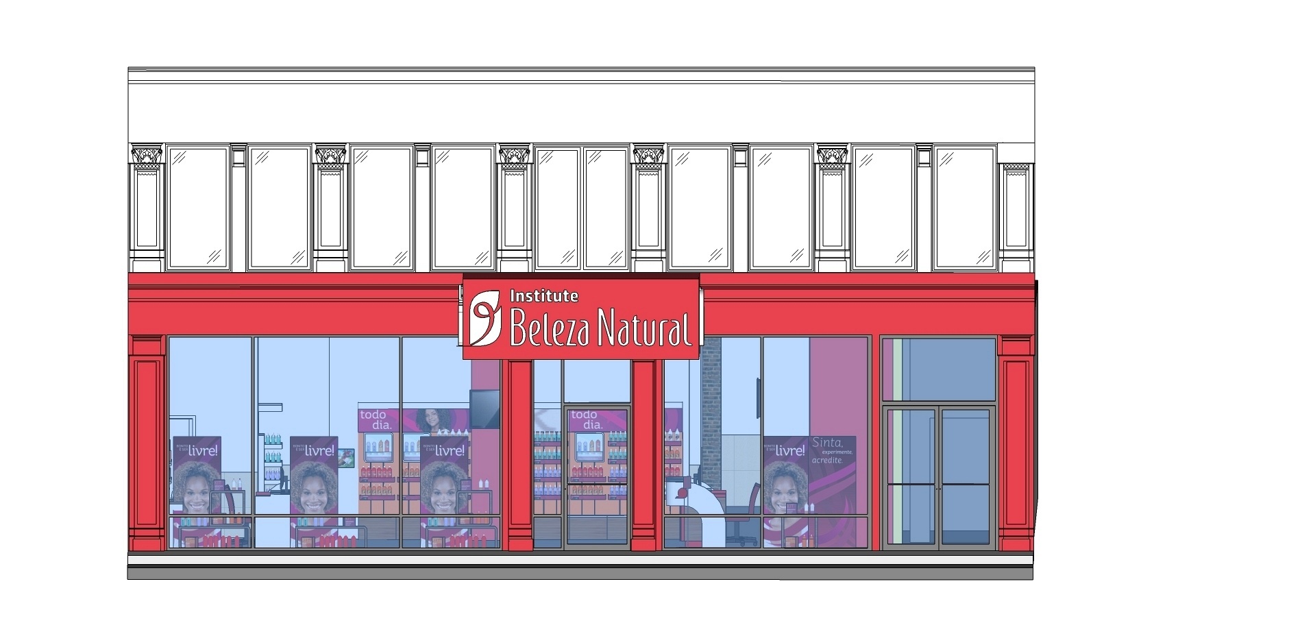 Simulação da fachada da unidade do Instituto Beleza Natural que está prevista para ser inaugurada, em Nova York (EUA), no mês de junho de 2017 - Divulgação
