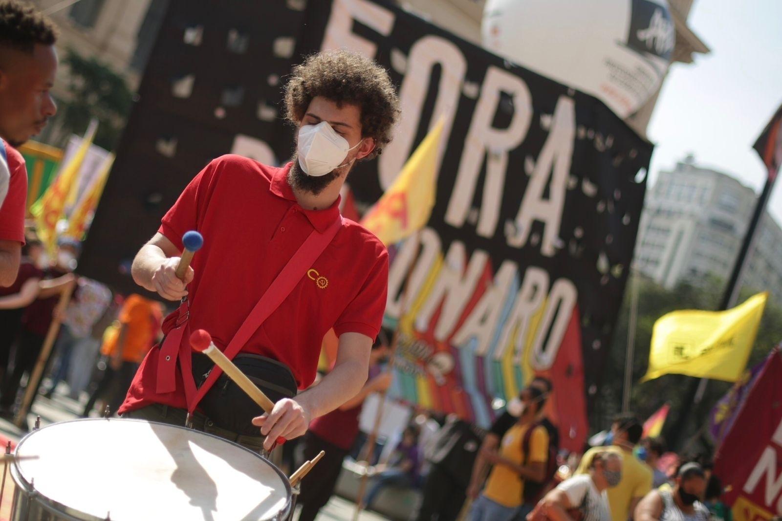 7.set.2021 - Manifestantes contra o presidente Jair Bolsonaro se reúnem no Vale do Anhangabaú, em São Paulo - Ricardo Matsukawa/UOL